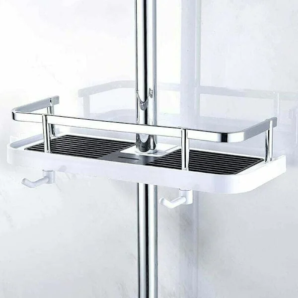 Justerbar Vægmonteret Brusekurv, Badeværelse/Køkken Opbevaringskurv, Fastgøres til Slange Praktisk Vægmonteret Opbevaringsstativ, 30x12x6 cm