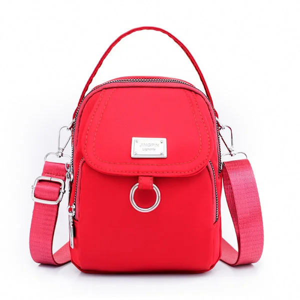 Vattentät crossbody-mobilväska för kvinnor, liten mobilväska i nylon, axelväska för kvinnor, plånbok, reseväska, miniväska (röd)