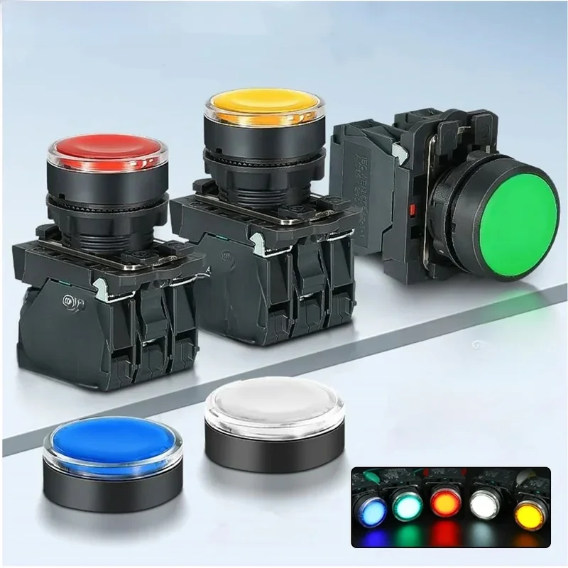AliExpress - XB4 22mm Push Button Switch with LED Momentary Self-reset Power Button Switch with Light 12V 24V 220V 10A 1NO 1NC 2NO Red Green