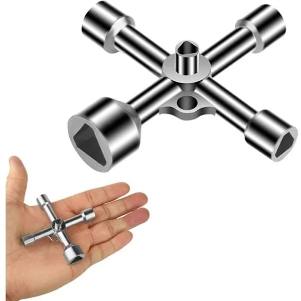 4-vejs trekantnøgle 5 størrelser Indvendig diameter 7 mm/10 mm/12 mm/13 mm/18 mm Universalnøgle til elskab, gas, vand, elmåler, skabskasse