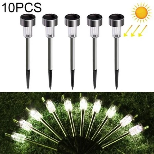 10 stk. Rustfrit Stål Solcelle Have Lamper Udendørs Belysning LED Jord Stik Have Lamper