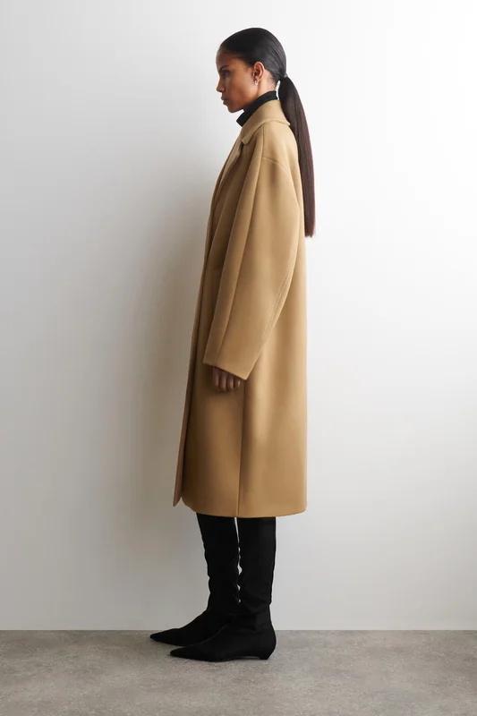 COS Women's Abrigo Largo Oversize De Lana Cruzado in Beige