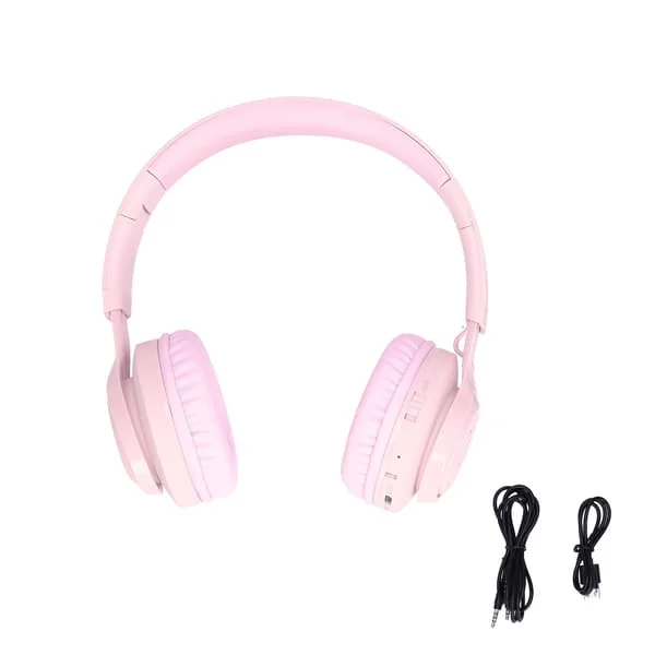 Bluetooth-hodetelefoner for barn LED-lys Stereo Sammenleggbar Hørselvern Trådløs Rosa