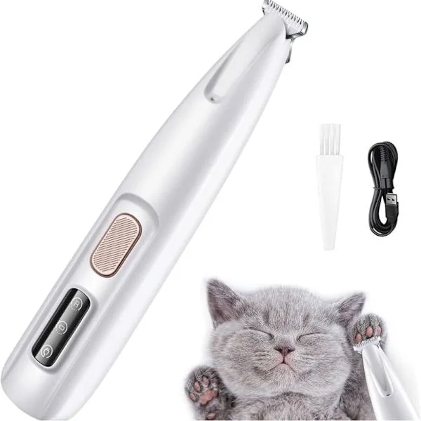 Tyst Sladdlös Hundtrimmer / Tasstrimmer med LED-lampa, Vattentät, Sladdlös