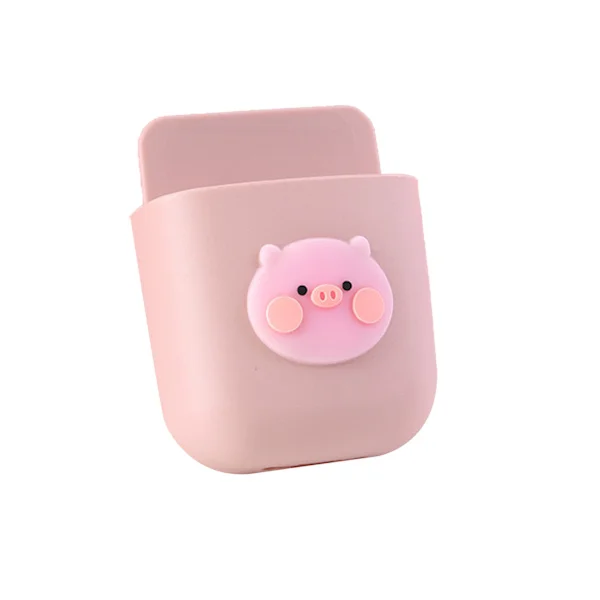 Cartoon Storage Box Wall Mounted Storage Container Cute Phone Storage Box for Home Decoration (Pink Pig Pattern)