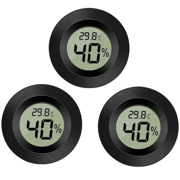 3-pack LCD Digital Hygrometer Termometer, Inomhus Utomhus Fuktmätare Temperaturmätare för Luftfuktare Avfuktare Växthus Källare Rum-FX-