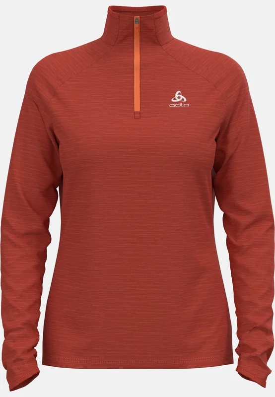 Odlo Women's Essential Thermal Running Half-Zip Mid Layer, XS, red