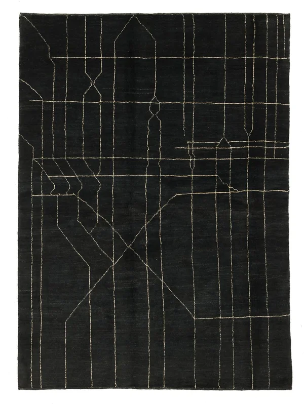Käsinsolmittu Moroccan Berber Matot 173X239 Itämainen Villamatto Musta Matto