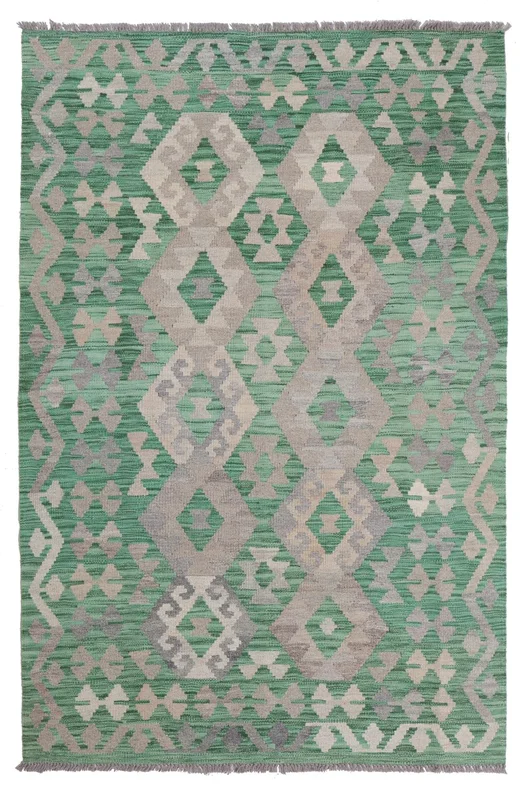 Kelim Afghan Old Style Teppe 125X191 Grønn/Mørk Grønn Ull