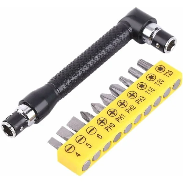 10 st L-formad förlängningshandtag för skruvmejsel Dubbelhuvud Hex-hylsnyckel Torx Flat Skruvmejsel Kit Handverktyg