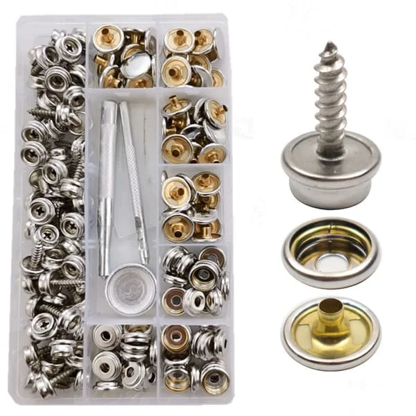 150 stk. Marine Canvas Snap Fasteners, Metal Snap Button til Bådcover