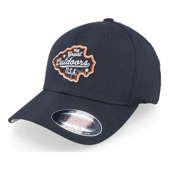 Wild Spirit - Zwart flexfit Cap - The Great Outdoors Usa Black Stretch Fit @ Hatstore