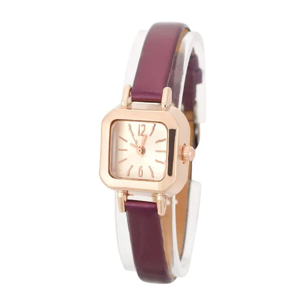 Moderigtigt dame quartz armbåndsur analog PU rem armbåndsur (lilla)