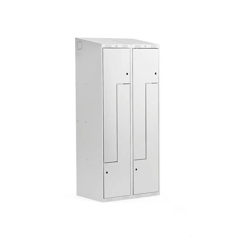 Z-locker CLASSIC, sloping top, 2 modules, 4 doors, 1900x800x550 mm, grey