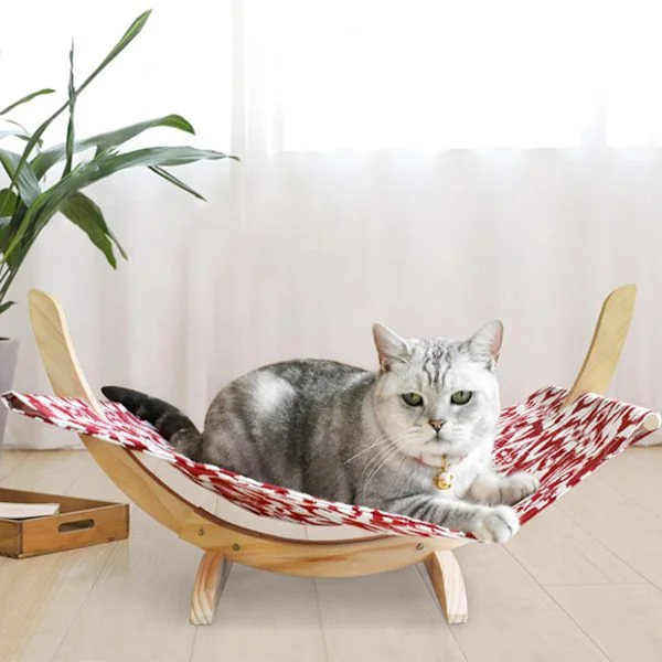 Katt Hängmatta Säng Andningsbar Trä Vila Sov Mjuk Bekväm Husdjurstillbehör Material