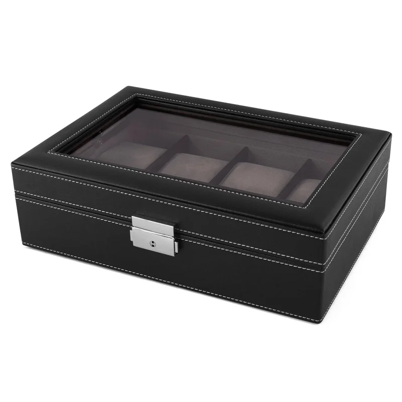 Scatola porta orologi in legno nero - 8 orologi per uomini - Scatole porta orologi