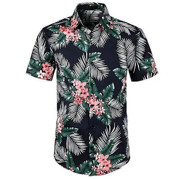 Hawaii-skjorta för män, strandskjorta, Aloha sommar, ledig kortärmad skjorta med knappar