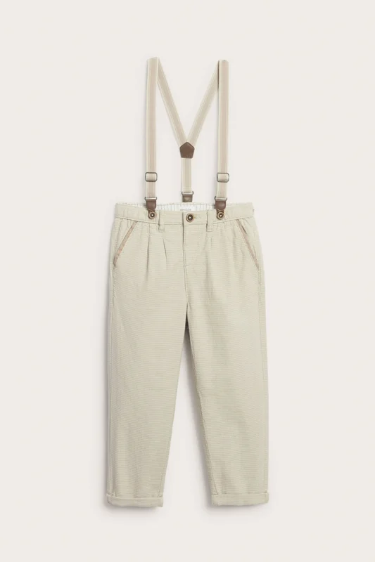 Newbie | Vevd bukse med seler Beige 110