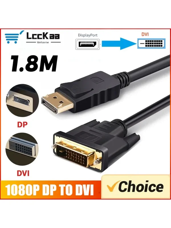 AliExpress - 1,8 m DisplayPort-zu-DVI-Kabel, 0,25 m DP-zu-DVI-Adapter für Desktop-Laptop, PC, TV, Dell, Asus, Projektor, Monitor, DisplayPort-Kabel
