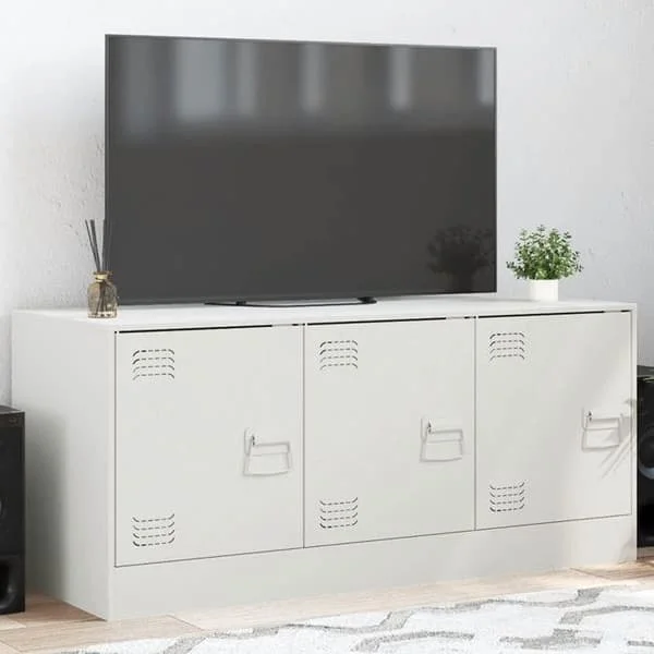 vidaXL TV-möbel vit 99x39x44 cm stål, TV-bänk, tv-möbel, multimedia-möbel, TV-buffé, hifi-möbel, centrum av 841648
