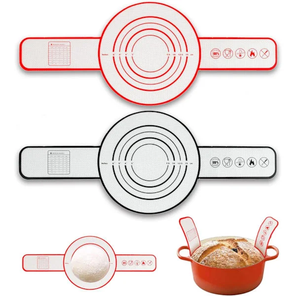 Silikonbrødbærer, utstyr for surdeigsbaking, non-stick silikonmatte, gjenbrukbar, varmebestandig matlagingsmatte av matkvalitet, 2-pakning