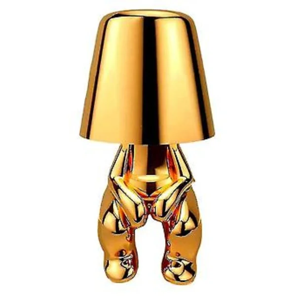 Nattbord Touch Bordlampe, Gull Tenker Lampe Skrivebordslampe Trådløs Oppladbar Bærbar Dekorativ Nattlampe Med USB Lading Gull H