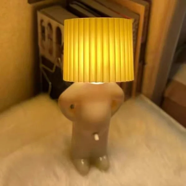 Kreativ lampe Busig gutt Blyg mann Liten nattlampe Hjemmeinnredning EU-kontakt Dd. Gul Yellow