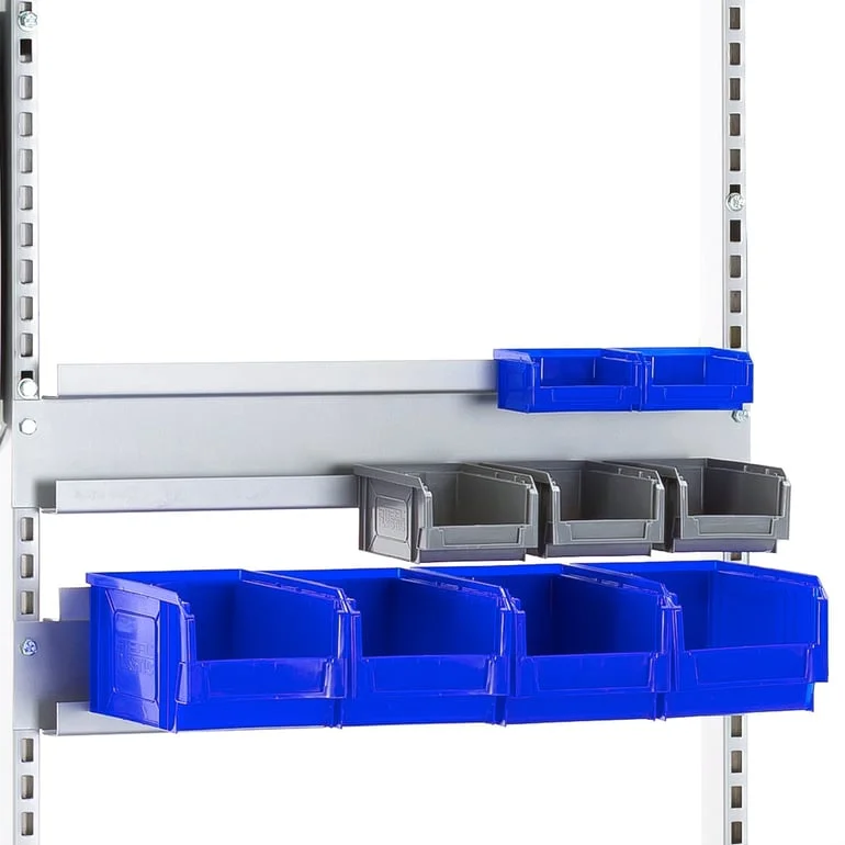 Small parts bin hanging rail for workbench MOTION, L 670 mm