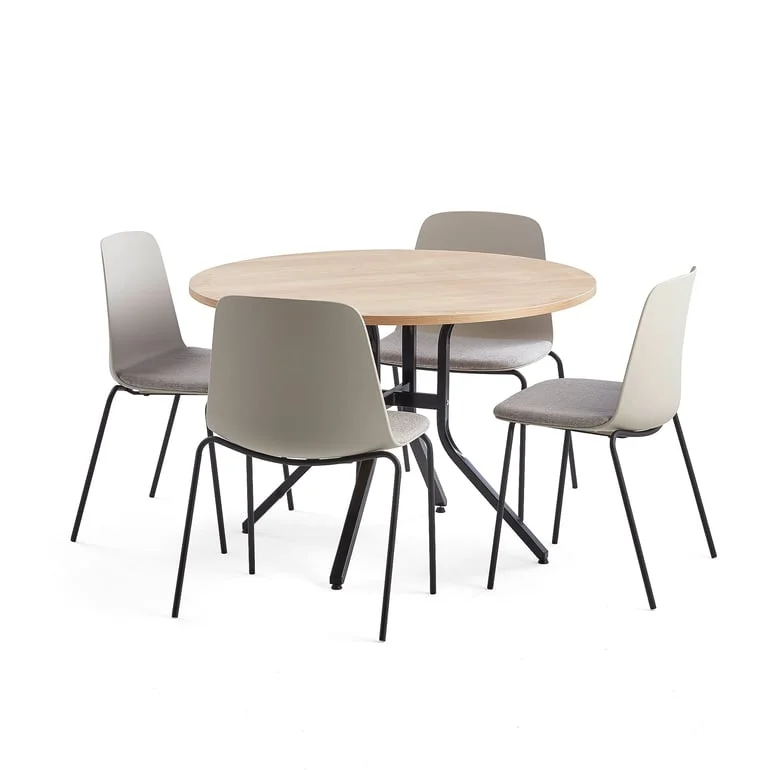 Furniture set VARIOUS + LANGFORD, 1 table and 4 grey chairs