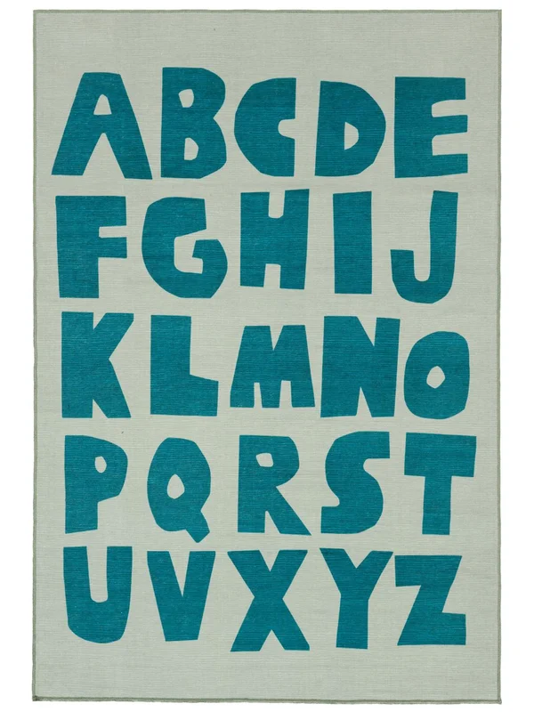 Lavable Alfombra Infantil Números Alphabet Verde Claro/Verde Pequeño Oeko-Tex