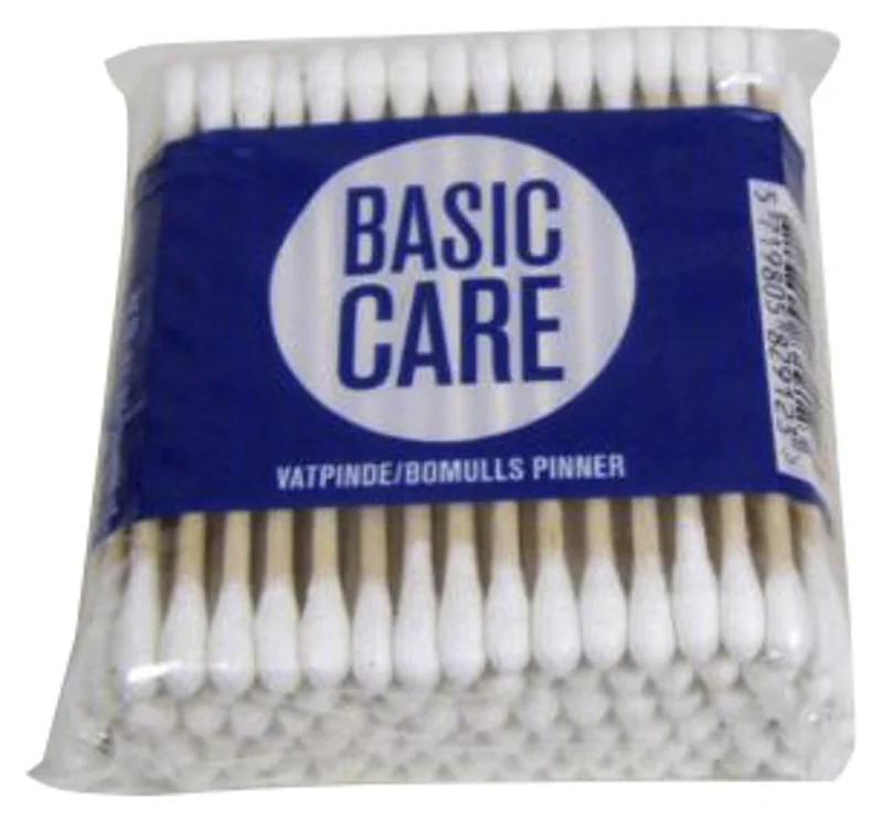 3 for 10,-, Basic Care Vatpinde med Træpind 100 stk., Medicin & Pleje, Vat & Vatpinde, Vatpinde