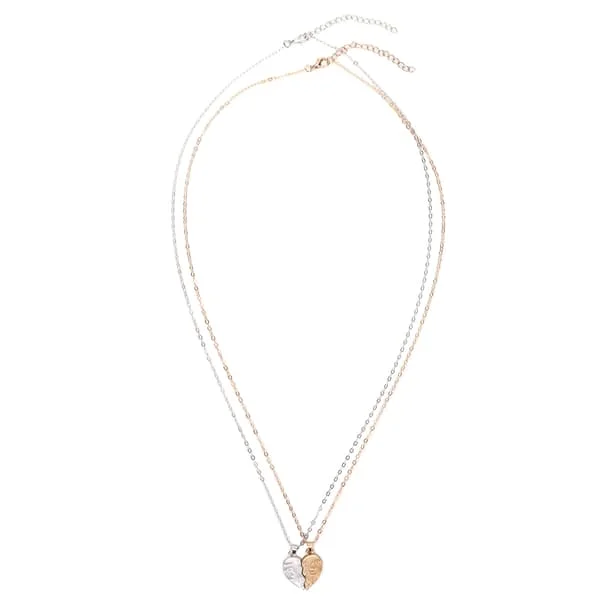 2 st Kärlekspar Magnetiskt Halsband Pojkar och Flickor Kärlek Hänge Halsband Halvt Hjärta Halsband Guld och Silver