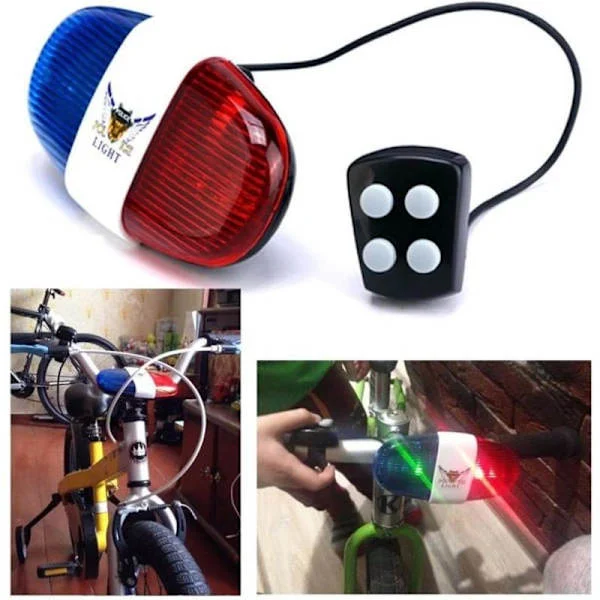Sykkel LED-lys Sykkel Sykkel Elektrisk Horn 4 Lyder 6 LED Sykling Politisirene Elektrisk Lys Sykkelutstyr Tilbehør