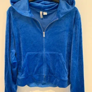 Blå velour hoodie med dragkedja från UNIQLO