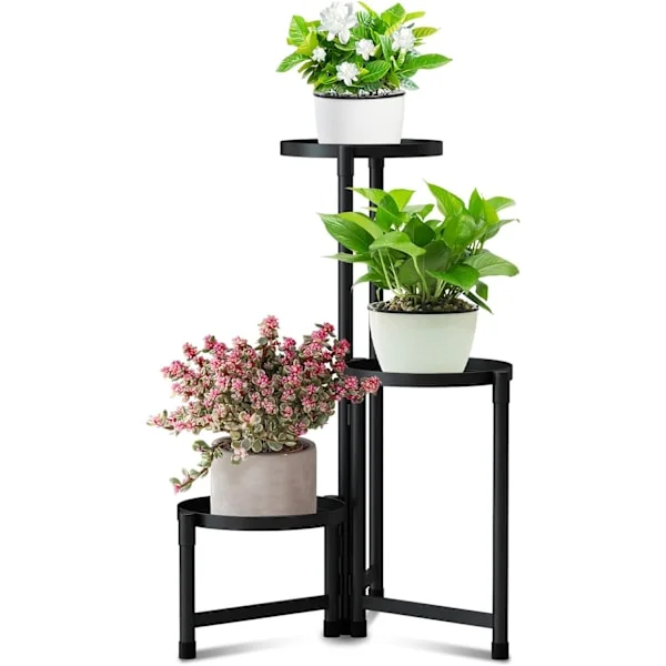 Plantestativer Innendørs Utendørs, Plantestativer Innendørs Salg, 3-lags Svart Metall Høyt Hjørne Blomsterpotteholder Stativ Hyller for Planter Flere 