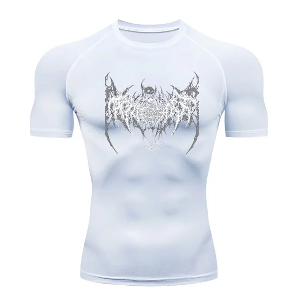 Y2K kompressionströja Herr Fitness Gym Skelett Sport Löpning T-shirt Rashgard Toppar T-shirt Snabbtorkande kortärmad T-shirt för män