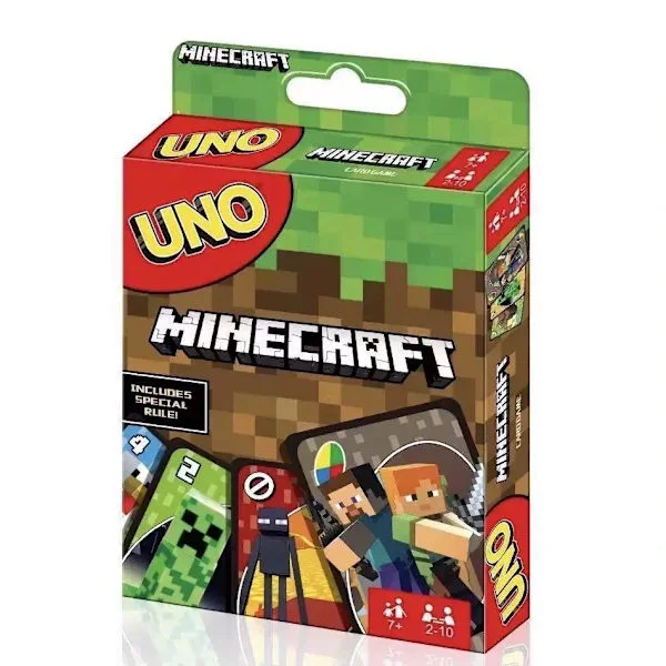 Mattel Games UNO Minecraft FPD61 kortspel, flerfärgat, 112 kort