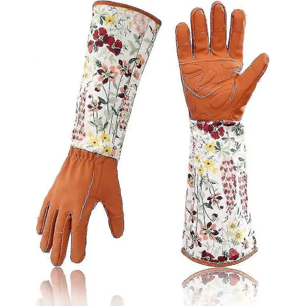【BQ】Hagearbeid Rose Skinn Hansker Kvinner Utvidede Pro Hansker Rose Beskjæring Hage For Mor Og Bestemor Hagearbeid Gaver (rød)