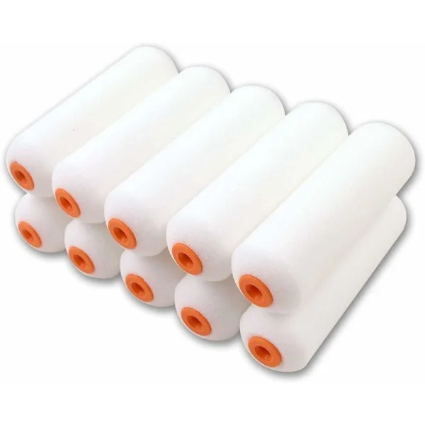 Pack of 10 high-density foam mini rollers for 110mm roller. Ideal for high-gloss paints on smooth surfaces (11 cm)