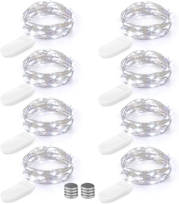 Autumn Decoration Lights, 12/8-pack 2m 20 LED Autumn Fairy Lights Halloween Indoor Flashing Starry Lights Battery Micro Silver Wire Firefly Lights