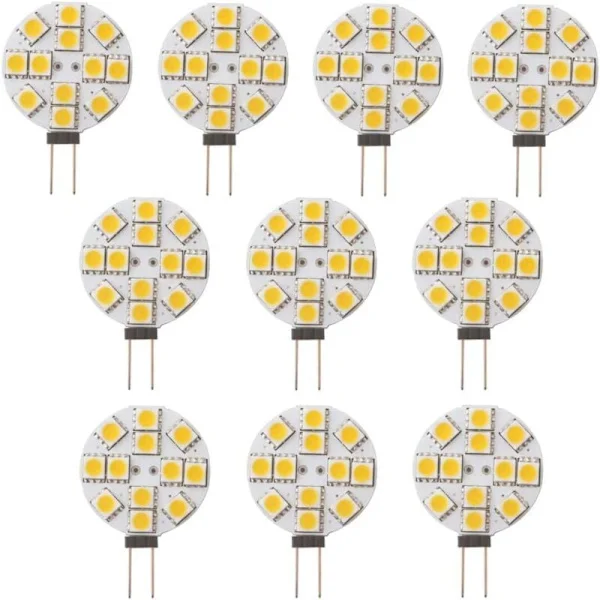 10x G4 LED-lampa, ej dimbar, varmvit 2700K, 180° spotlight, ersättning, 20W halogenlampa för kök, husbil, husvagn, båt, DC 12V-ersättning