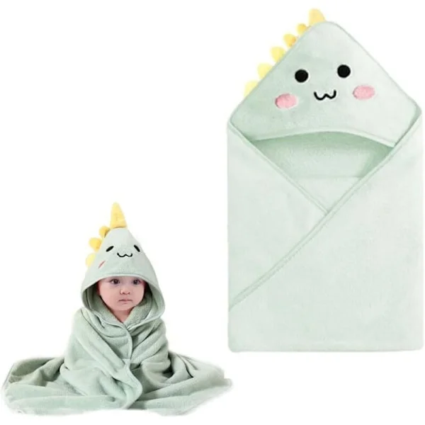Söt dinosauriehandduk med huva och badrock för barn, unisex badponcho för småbarn, present till babyshower och nyfödda