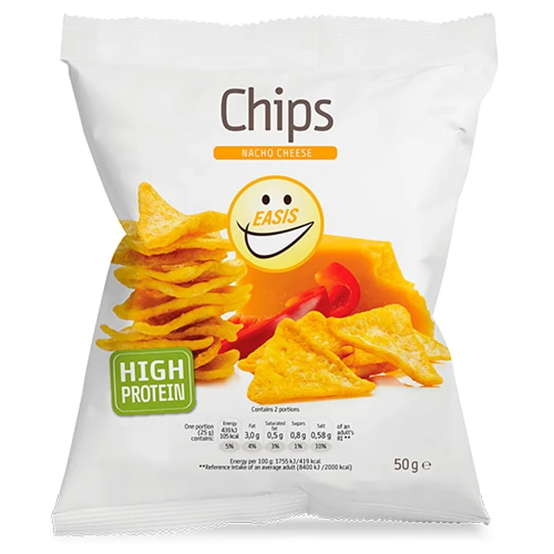 Spar 25% • Køb 2, EASIS Nacho Cheese Chips 50 g, Helse & Madvarer, Snacks, Chips & Kiks
