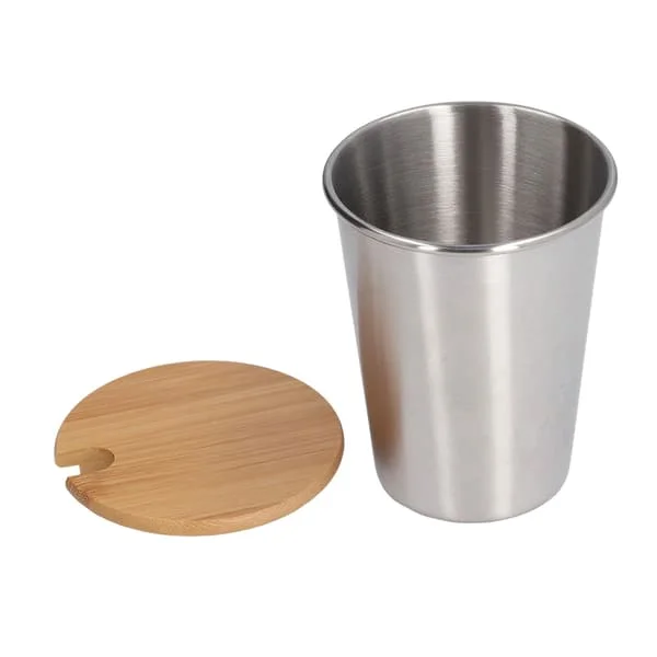350ML Portable Single-Sided Stainless Steel Mug with Lid Stackable Coffee Beer Milk Cup Stainless Steel Color 0.2