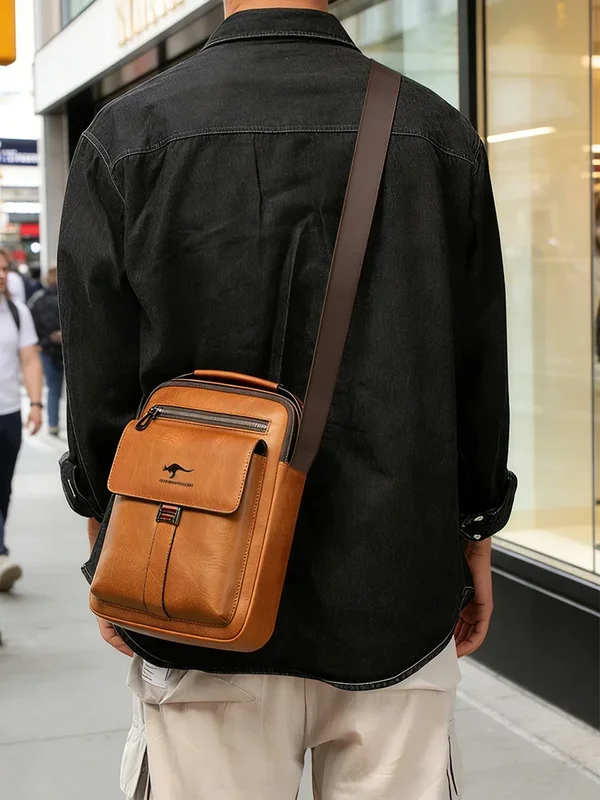 AliExpress - Sac à bandoulière multifonctionnel en cuir pour homme, sac messager multi-poches, sac de voyage d'affaires avec poignée supérieure, noir