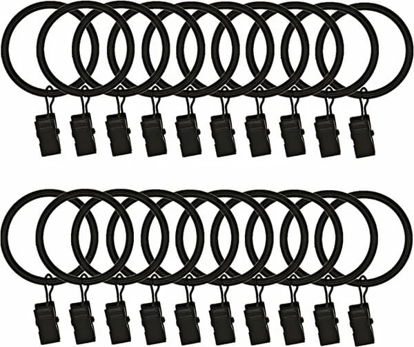 Set med 20 klämringar för gardiner 3,0 mm x 25 mm