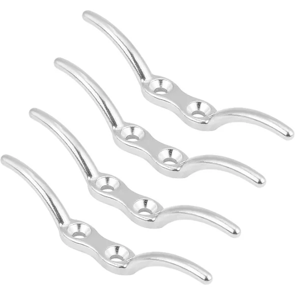 Cleat Hook,4 Pcs Mooring Cleats,mast Rope Hook,rope Cleat Hook,stainless Steel,polished Sea Water And Anti-corrosion,marine Fastening Fittings For Doc