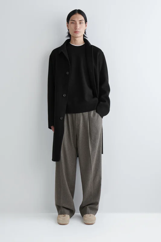 COS Men's Boiled-Wool Crew-Neck Jumper in Black
