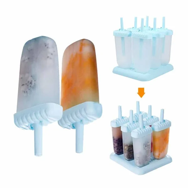 6-pack Glassform - Gör Egna Glasspinnar Hemma - Hälsosam Glass Blå blå