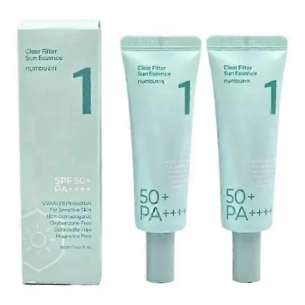 Numbuzin No. 1 Clear Sunscreen Essence 50ml SPF50+ PA++++ (New Korean Makeup Product, 2-pack)